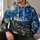 Swirling Midnight Sky and Lantern-Lit Village for Evening Strolls and Art Lovers All-over Print Hoodie (Lightweight) - 6