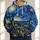 Swirling Midnight Sky and Lantern-Lit Village for Evening Strolls and Art Lovers All-over Print Hoodie (Lightweight) - 1