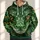 Green Snake Face with Amber Eyes for Bold Everyday Streetwear All-over Print Hoodie (Lightweight) - 1