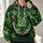 Green Snake Face with Amber Eyes for Bold Everyday Streetwear All-over Print Hoodie (Lightweight) - 2
