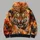 Roaring Bengal Tiger In Fiery Smoke For Outdoor Adventures And Wildlife Enthusiasts All-over Print Hoodie (Lightweight) - 5