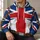 Red White and Navy Cross-Emblem Aviator Uniform for Cosplay Events and Fandom Fans All-over Print Hoodie (Lightweight) - 6