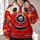 Red Fire Truck Character Front for Halloween Cosplay and Family Costume Events All-over Print Hoodie (Lightweight) - 2