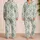 Teal Damask Botanicals for Cottage Garden Getaways and Easy Summer Days for Girls Satin Pajamas Set - 2