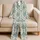 Teal Damask Botanicals for Cottage Garden Getaways and Easy Summer Days for Girls Satin Pajamas Set - 5