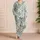Teal Damask Botanicals for Cottage Garden Getaways and Easy Summer Days for Girls Satin Pajamas Set - 4