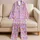 Pastel Cartoon Cat Faces and Paw Prints for Cozy Nights and Sweet Dreams for Young Girls Satin Pajamas Set - 5