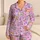 Pastel Cartoon Cat Faces and Paw Prints for Cozy Nights and Sweet Dreams for Young Girls Satin Pajamas Set - 1