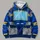 Retro mechanical-character costume surface with a blue body Cyan Chest Screen Yellow Bars and gray segmented panels. All-over Print Hoodie (Lightweight) - 4
