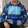 Retro mechanical-character costume surface with a blue body Cyan Chest Screen Yellow Bars and gray segmented panels. All-over Print Hoodie (Lightweight) - 6