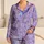 Lavender Mermaid And Sea Flower Motifs For Cozy Storytime Nights For Young Girls Satin Pajamas Set - 1