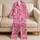 Pink Heart Bows and Sweetheart Messages for Valentine Gifts and Best Friends Satin Pajamas Set - 5