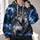 Twin Wolf Storm Scene for Wilderness Weekends and Everyday Outdoor Adventures All-over Print Hoodie (Lightweight) - 2