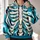 Turquoise Skeleton Bones for Eerie Halloween Nights and Alternative Streetwear Fans All-over Print Hoodie (Lightweight) - 2