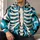 Turquoise Skeleton Bones for Eerie Halloween Nights and Alternative Streetwear Fans All-over Print Hoodie (Lightweight) - 6
