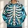 Turquoise Skeleton Bones for Eerie Halloween Nights and Alternative Streetwear Fans All-over Print Hoodie (Lightweight) - 1