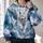 Flying White Wolf with Teal Wings for Outdoor Adventure and Everyday Fantasy Fans All-over Print Hoodie (Lightweight) - 2