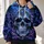 Icy Blue Ornate Skull for Concert Nights, Alternative Style and Everyday Wear All-over Print Hoodie (Lightweight) - 2