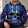 Icy Blue Ornate Skull for Concert Nights, Alternative Style and Everyday Wear All-over Print Hoodie (Lightweight) - 6