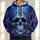 Icy Blue Ornate Skull for Concert Nights, Alternative Style and Everyday Wear All-over Print Hoodie (Lightweight) - 1