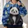Starry Sky Panda Beneath Golden Cosmic Whirls for Relaxed Weekend Outdoor Adventures All-over Print Hoodie (Lightweight) - 2