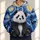 Starry Sky Panda Beneath Golden Cosmic Whirls for Relaxed Weekend Outdoor Adventures All-over Print Hoodie (Lightweight) - 1