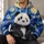Starry Sky Panda Beneath Golden Cosmic Whirls for Relaxed Weekend Outdoor Adventures All-over Print Hoodie (Lightweight) - 6