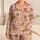 Golden Retriever Puppies with Paw Prints for Cozy Family Mornings and Playful Days Satin Pajamas Set - 1