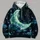 Green Crescent Moon Beneath Starlit Clouds for Dreamy Nighttime Style and Daily Wear All-over Print Hoodie (Lightweight) - 4