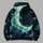 Green Crescent Moon Beneath Starlit Clouds for Dreamy Nighttime Style and Daily Wear All-over Print Hoodie (Lightweight) - 5