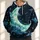 Green Crescent Moon Beneath Starlit Clouds for Dreamy Nighttime Style and Daily Wear All-over Print Hoodie (Lightweight) - 1
