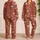Vintage Rust Hearts for Cozy Valentine Evenings and Romantic Everyday Style for Him Satin Pajamas Set - 2