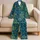 Peacock Feather Motifs for Relaxed Evenings and Colorful Weekend Lounging at Home Satin Pajamas Set - 5