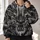 Black Dragon Face With Silver Flames For Bold Everyday Fantasy Style All-over Print Hoodie (Lightweight) - 2