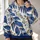 Navy Blue Botanical Florals for Relaxed Weekend Style and Everyday Casual Outings All-over Print Hoodie (Lightweight) - 2