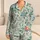 Aqua Botanical Garden Florals for Breezy Summer Lounging and Relaxed Home Days Satin Pajamas Set - 1