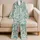 Aqua Botanical Garden Florals for Breezy Summer Lounging and Relaxed Home Days Satin Pajamas Set - 5