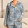 Cute Blue Bear Faces for Cozy Bedtime Comfort and Relaxing Nights at Home All Year Satin Pajamas Set - 1