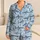 Blue Shark Ocean Life for Relaxed Coastal Evenings, Beach Lovers and Weekend Lounging Satin Pajamas Set - 1