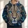 Blue-Eyed Leopard Face And Botanical Scrollwork For Bold Nature-Loving Style All-over Print Hoodie (Lightweight) - 1