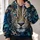 Blue-Eyed Leopard Face And Botanical Scrollwork For Bold Nature-Loving Style All-over Print Hoodie (Lightweight) - 2