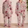 Burgundy Poppies And Blush Peonies For Cozy Cottage Evenings And Relaxed Lounging Satin Pajamas Set - 2