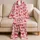 Red Ribbon Bows on Blush Pink for Romantic Springtime Gifting Satin Pajamas Set - 5