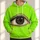 Neon Lime Big Eye and Star Motifs for Bold Festival Nights and Everyday Streetwear All-over Print Hoodie (Lightweight) - 1