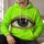 Neon Lime Big Eye and Star Motifs for Bold Festival Nights and Everyday Streetwear All-over Print Hoodie (Lightweight) - 6