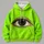 Neon Lime Big Eye and Star Motifs for Bold Festival Nights and Everyday Streetwear All-over Print Hoodie (Lightweight) - 4