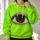 Neon Lime Big Eye and Star Motifs for Bold Festival Nights and Everyday Streetwear All-over Print Hoodie (Lightweight) - 2