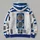 White-and-Blue Droid Costume Look for Halloween Cosplay and Sci-Fi Party Fans All-over Print Hoodie (Lightweight) - 5