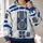 White-and-Blue Droid Costume Look for Halloween Cosplay and Sci-Fi Party Fans All-over Print Hoodie (Lightweight) - 2