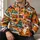 Orange Striped Cartoon Tiger in Santa Hat for Cozy Christmas Cheer and Winter Gift Giving All-over Print Hoodie (Lightweight) - 6